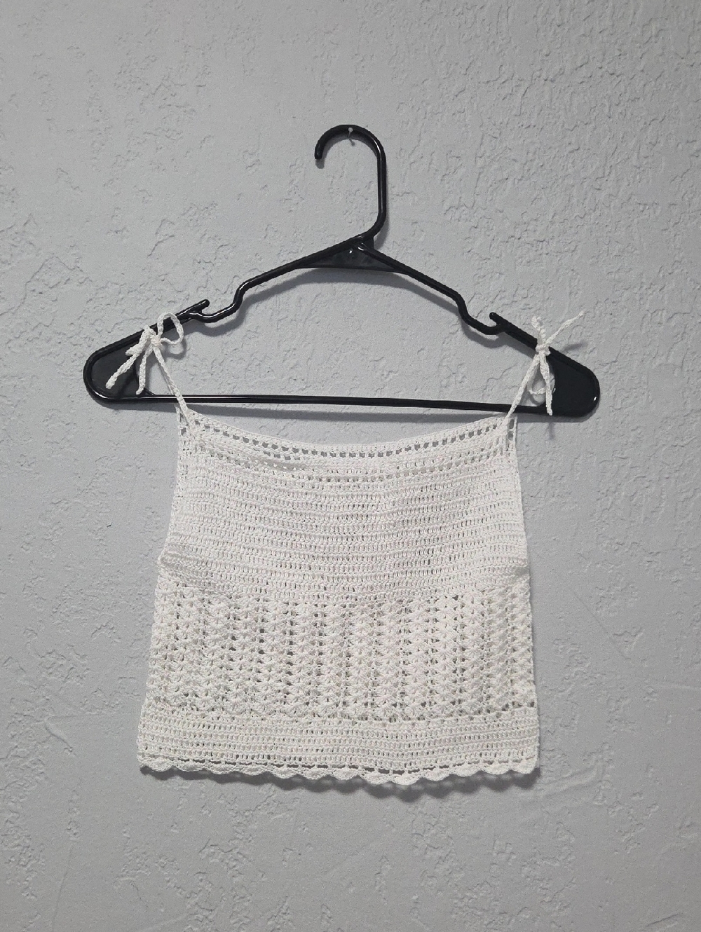 White Crochet Tie-Shoulder Top